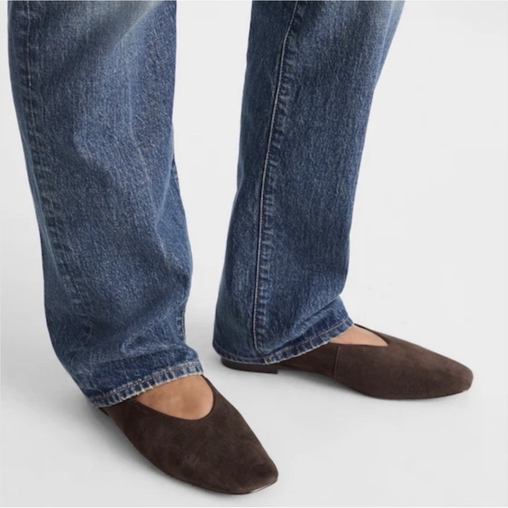 Madewell Suede Dark Carob Ballet Flat Like New Mylie Square Toe Glove NX064 10